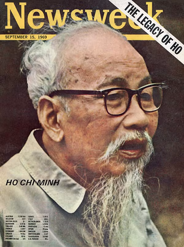 Trang bìa tạp chí Newsweek ra ngày 15/9/1969 với hình ảnh chân dung Hồ Chủ tịch và tựa đề "Di sản của cụ Hồ". Nội dung bài viết trong số này nói về tình hình của Việt Nam Dân chủ Cộng hòa sau khi nhà lãnh đạo huyền thoại qua đời.
