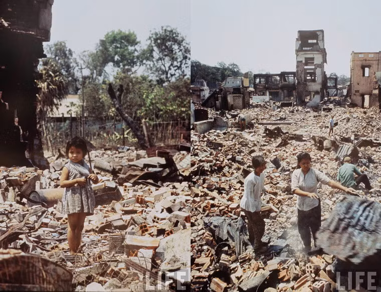 Những khu vực đổ nát như thế này có rất nhiều ở Sài Gòn sau sự kiệnTết Mậu Thân 1968.
