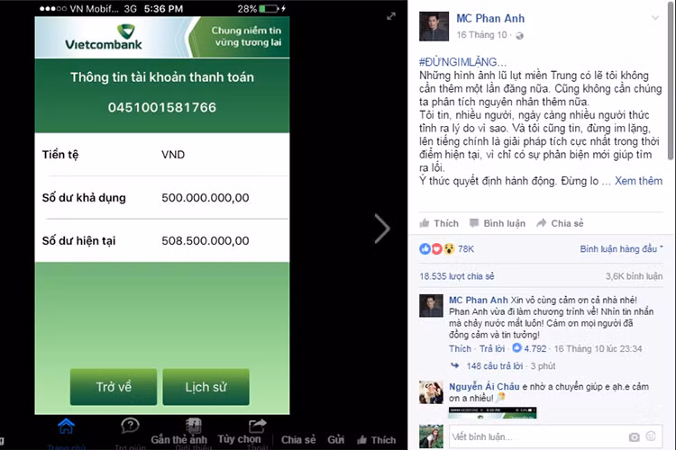 Loat sao Viet ung ho dong bao mien Trung so tien khung