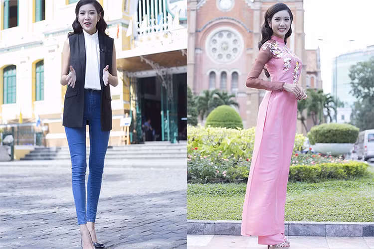 Thúy Vân còn được tin tưởng giao làm MC duy nhất chương trình của VTV Gala Tết suy vầy. Cô cũng trở thành gương mặt đại diện để giới thiệu các thành tích nổi bật trong lĩnh vực, văn hóa, nghệ thuật... của năm 2015 trong Đón Tết cùng VTV. (Ảnh: Một thế giới) 