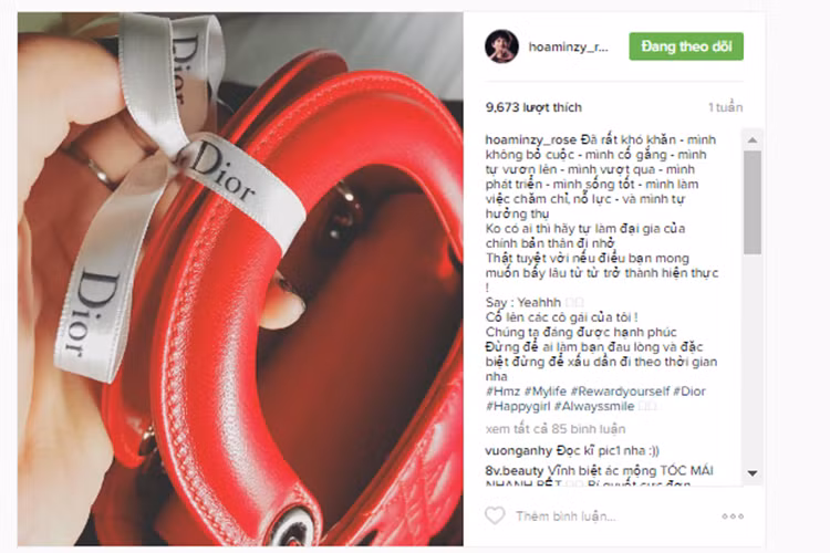 Không chỉ đi du lịch, nữ ca sĩ gốc Bắc Ninh còn tự tưởng cho bản thân những món đồ hàng hiệu bằng số tiền kiếm được.