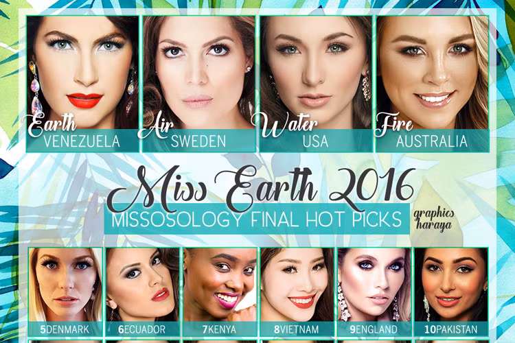 Chung kết cuộc thi Hoa hậu Trái đất 2016 sẽ chính thức diễn ra vào tối nay (29/10) tại Philippines. Ngay trước giờ G, chuyên trang sắc đẹp uy tín thế giới Missosology đưa ra dự đoán của mình về các nhan sắc sẽ làm nên chuyện tại cuộc thi này. (Ảnh: Missosology) 