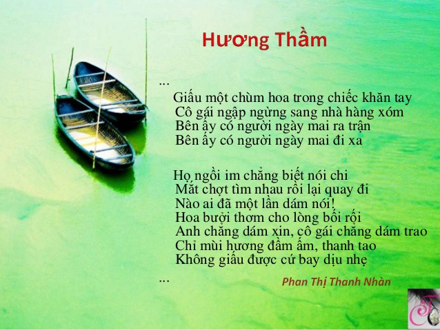  Hương thầm là một thi phẩm nổi tiếng của nhà thơ Phan Thị Thanh Nhàn. 