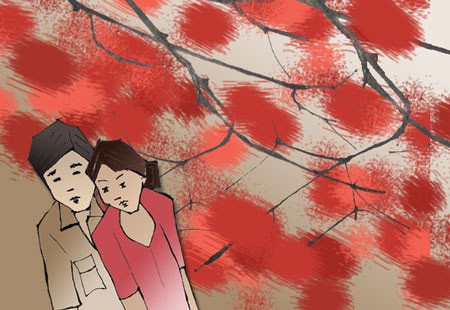 Trong cuộc sống gia đình, Thanh Tùng từng trải qua hai cuộc hôn nhân. Cuộc hôn nhân lần đầu của ông đã tan vỡ với người vợ tên là Thanh Nhàn, chính là nhân vật cô gái trong bài thơ “Thời hoa đỏ”.