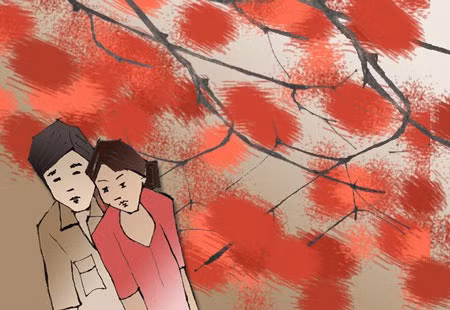 Trong cuộc sống gia đình, Thanh Tùng từng trải qua hai cuộc hôn nhân. Cuộc hôn nhân lần đầu của ông đã tan vỡ với người vợ tên là Thanh Nhàn, chính là nhân vật cô gái trong bài thơ “Thời hoa đỏ”.