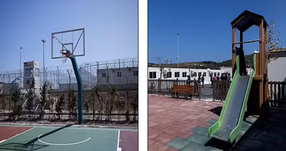 Ngoài ra, khu trại có sân bóng rổ và cầu trượt.