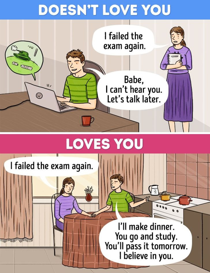 Người chồng yêu vợ sẽ luôn ở bên cạnh và lắng nghe khi vợ buồn bã.