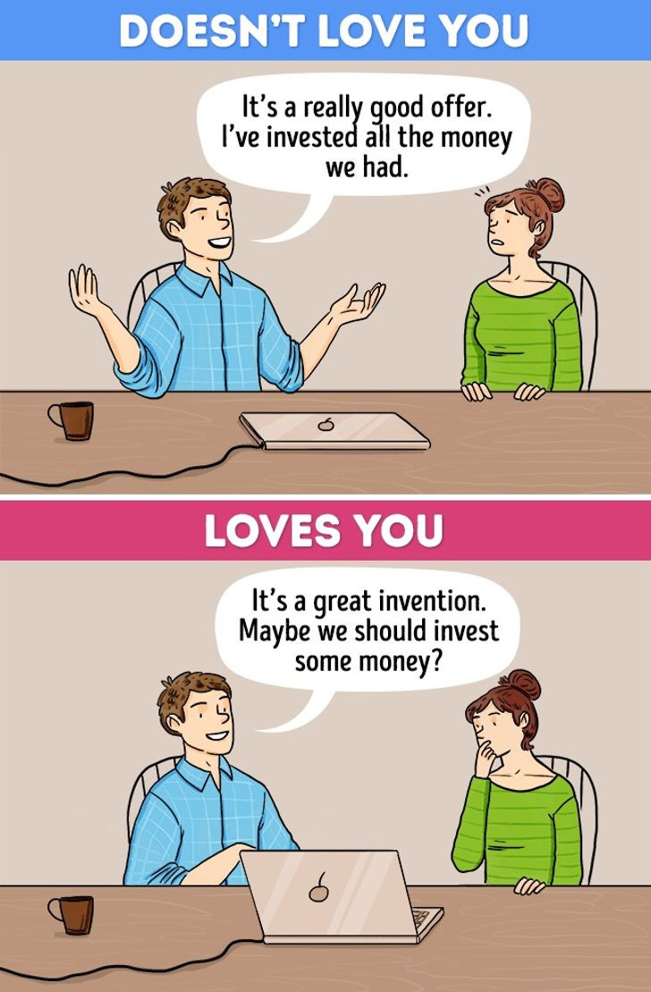 Anh ấy hỏi ý kiến của bạn trước khi quyết định bất cứ việc gì.