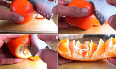 Mẹo bổ cam siêu nhanh.