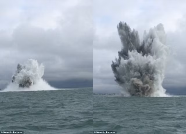 Chuyên gia phá bom mìn thuộc Hải quân Hoàng gia Anh đã thực hiện một vụ nổ dưới nước sau khi phát hiện ra quả bom sót lại từ Thế chiến thứ 2 dưới đáy biển Solent.