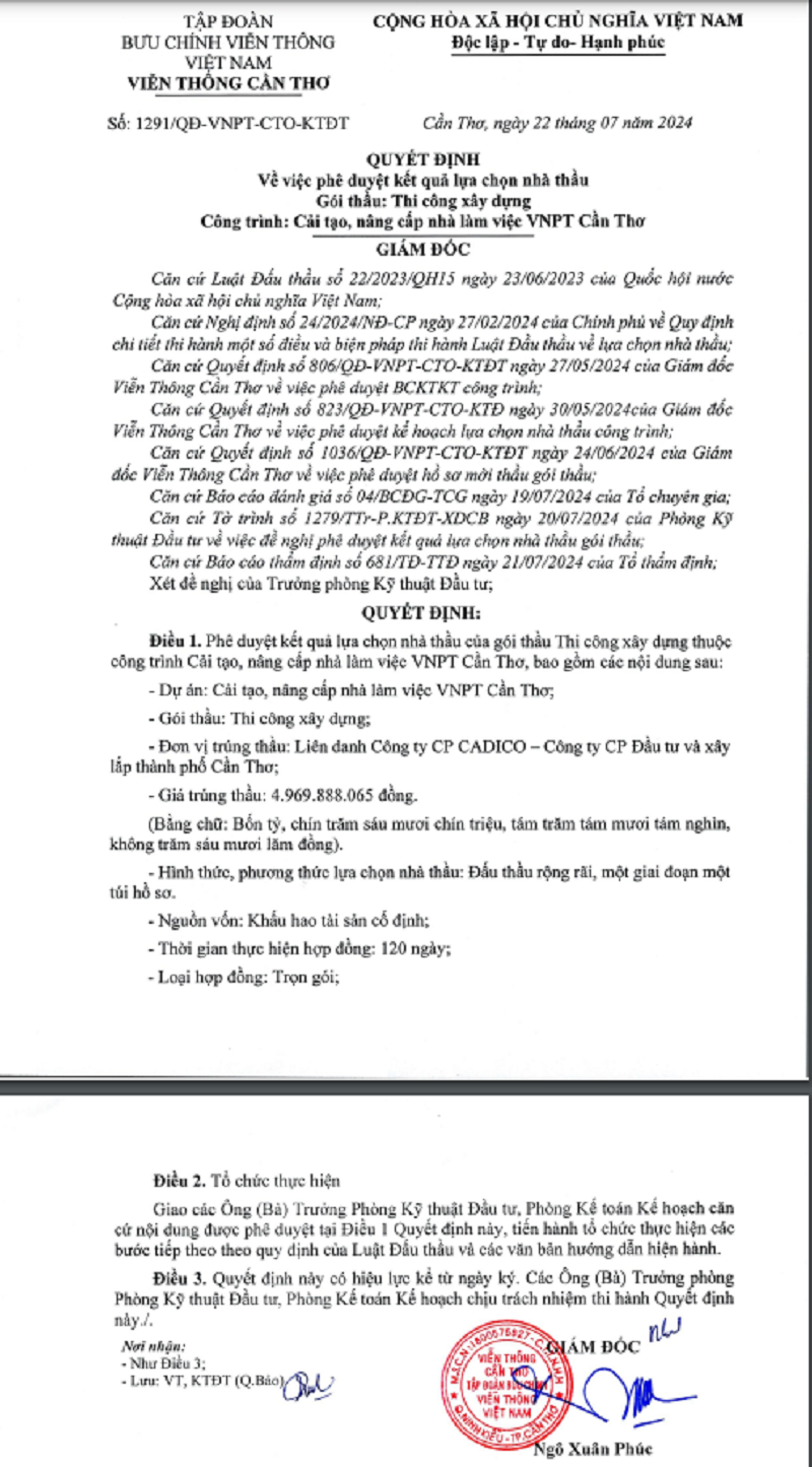 Gói Cải tạo, nâng cấp nhà làm việc VNPT Cần Thơ đã có chủ Goi Cai tao, nang cap nha lam viec VNPT Can Tho da co chu