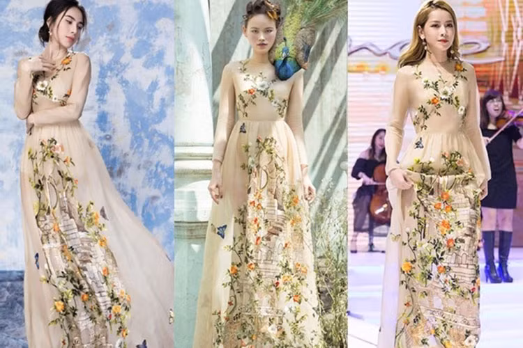 Không có lợi thế về chiều cao, Chi Pu vẫn mặc đẹp bộ đầm thêu hoa mà Thủy Tiên và Tuyết Lan từng diện. Ảnh: Em Đẹp