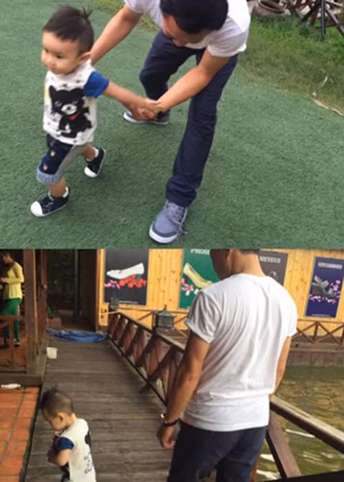 Sau 2 năm sống ở Mỹ, Vy Oanh đã đưa chồng con trở về nước vào tháng 4/2016. Sau đó, giọng ca “Đồng xanh” tỏ ra khá thoải mái chia sẻ hình ảnh ông xã nhưng giấu gương mặt. Ảnh: FBNV