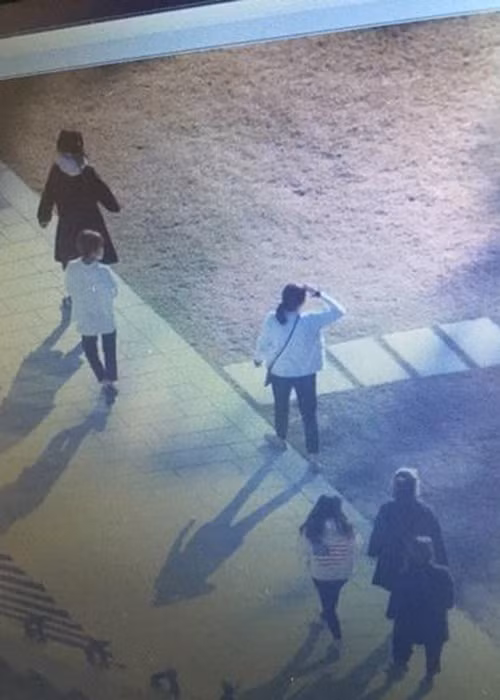 Bà xã Song Joong Ki ăn mặc giản dị và đi cùng khoảng gần 10 người. Ảnh: Sina