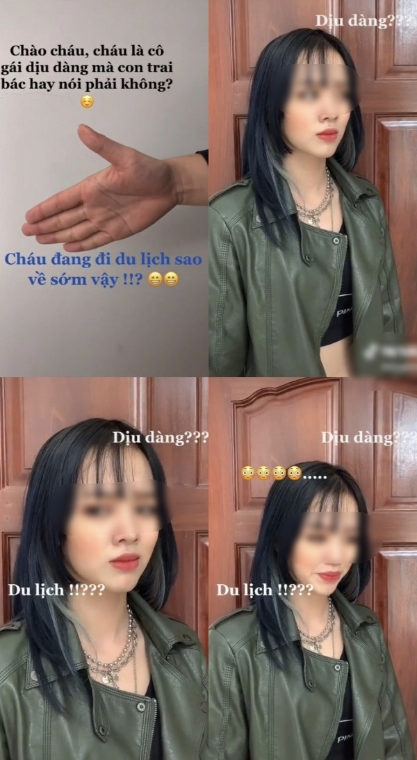 Cụ thể, đây là trend được làm trên TikTok và bắt nguồn từ nước ngoài. Khi về Việt Nam đã được các bạn trẻ làm theo và biến tấu cực kỳ sáng tạo. Đầu tiên phải kể đến các cô gái. Rõ ràng là ăn mặc phong cách hầm hố, nam tính như vậy mà phụ huynh nỡ lòng nào hỏi rằng "Cháu là cô gái con trai bác mua váy cho?", "Cháu là người bạn gái thích mặc đồ màu hồng mà con trai bác hay khen?"... Hoá ra là người mà con trai bác, tức người yêu mình kể cho bố mẹ lại không phải là mình. Một tình huống trớ trêu.