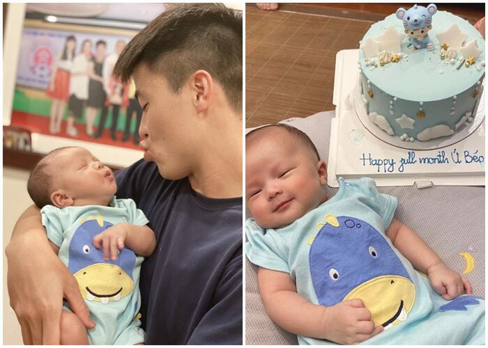 Cũng trong ngày đầy tháng con đầu lòng, Duy Mạnh chính thức công khai tên thật của cậu bé để giải đáp sự tò mò của người hâm mộ.