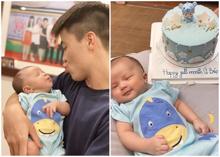 Cũng trong ngày đầy tháng con đầu lòng, Duy Mạnh chính thức công khai tên thật của cậu bé để giải đáp sự tò mò của người hâm mộ.