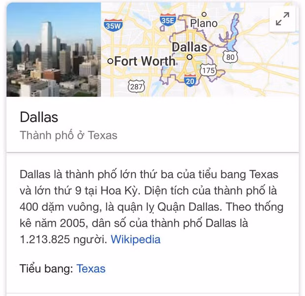 Còn Dallas như nhiều bạn trẻ sử dụng hiện nay lại là thành phố lớn thứ 3 của tiểu bang Texas và lớn thứ 9 tại Hoa Kỳ, đồng thời cũng nằm trong danh sách 11 thành phố đẳng cấp thế giới.