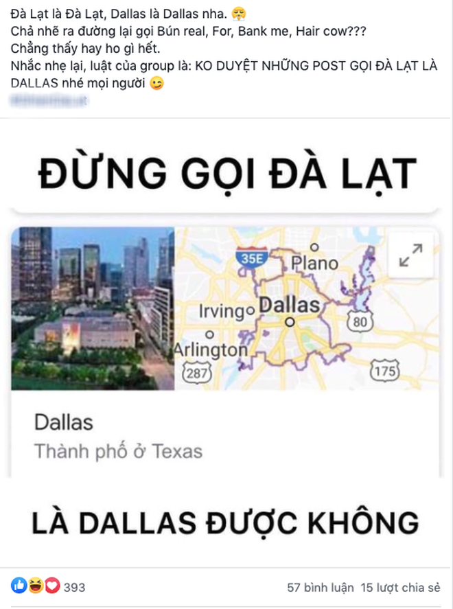 Đa phần các bài đăng liên quan đến vấn đề "có nên gọi Đà Lạt là Dallas?" đều nhận về hàng chục nghìn cùng hàng trăm bình luận trái chiều từ cộng đồng mạng.
