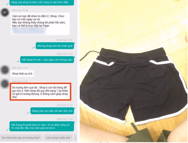 Cũng có những người mua hàng sale và được shop gửi những món đồ không hề liên quan vì lý do... "hết hàng".