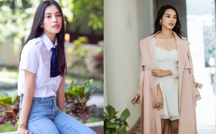 Với gương mặt đẹp thanh thoát, mái tóc đen dài cùng dáng vóc mảnh mai, đặc biệt là đôi mắt sâu có hồn, Quỳnh Lương trông khá giống hoa hậu Tiểu Vy.