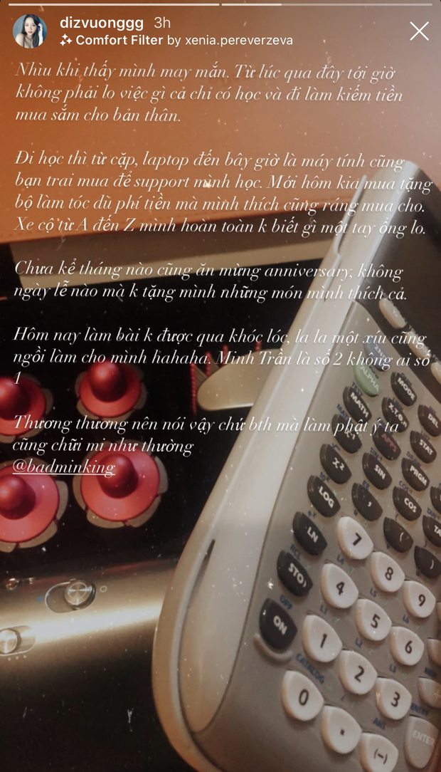 Mai Diz cho biết bản thân mình vô cùng may mắn khi luôn có sự đồng hành của bạn trai ở bên, giúp đỡ hỗ trợ cô từ việc đi học, tư vấn xe cộ đến mua sắm làm đẹp...