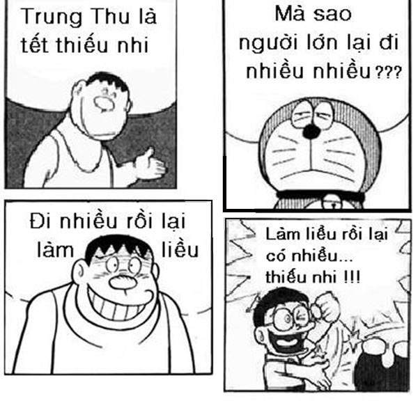 Thơ chế Trung thu bá đạo với Nô bi ta, Chai-en và Đô rê mon.