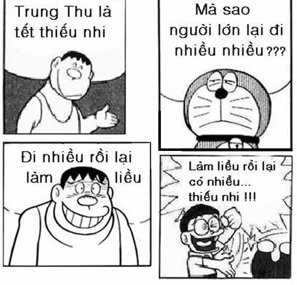 Thơ chế Trung thu bá đạo với Nô bi ta, Chai-en và Đô rê mon.