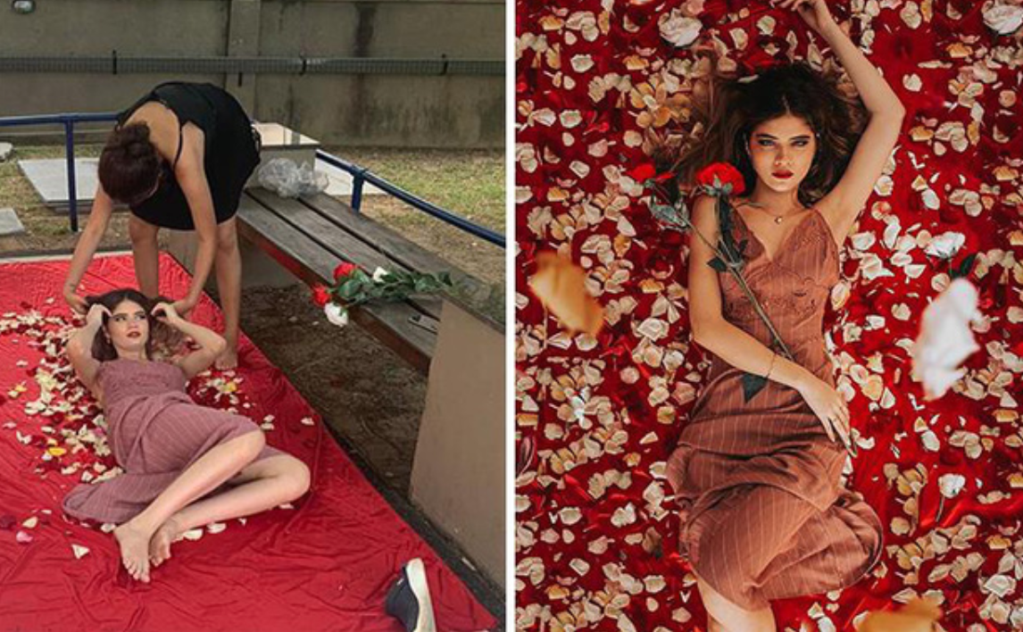 Những bức ảnh về hậu trường khi chụp ảnh cũng phơi bày sự vất vả, lăn lộn của những người thợ chụp.