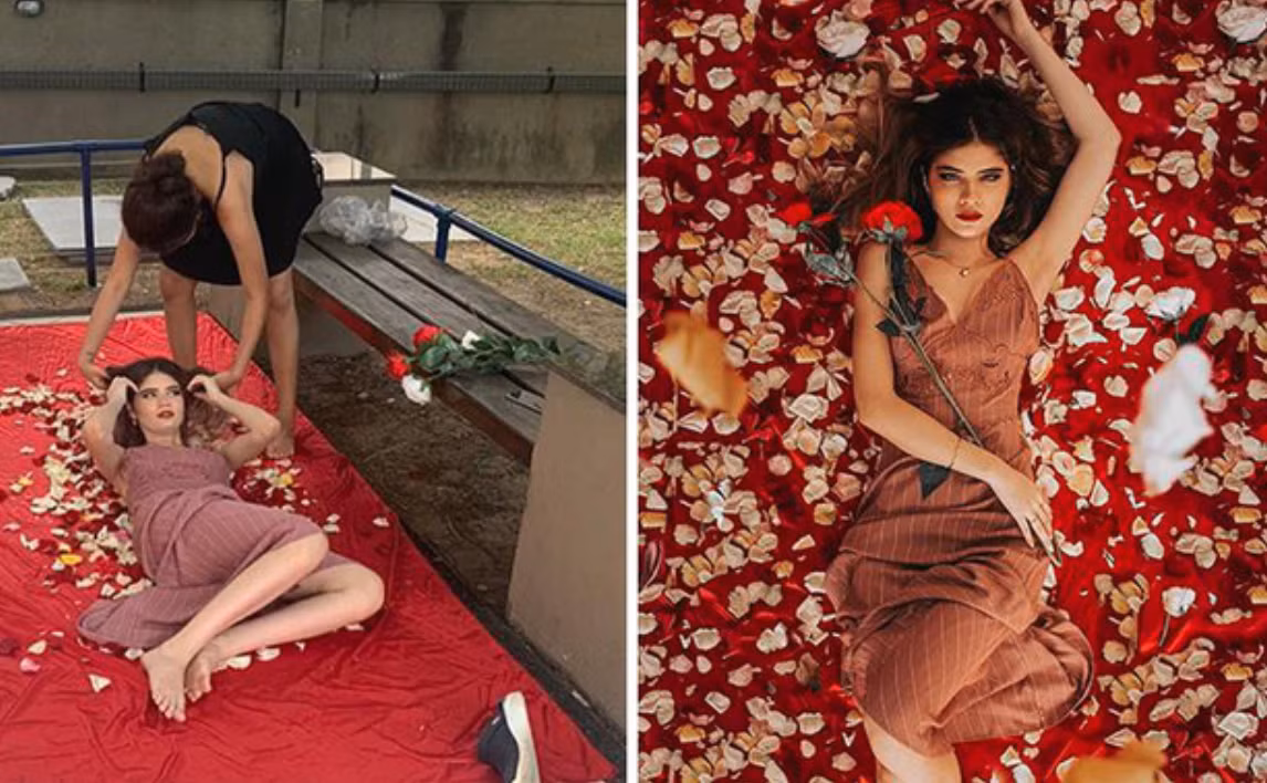 Những bức ảnh về hậu trường khi chụp ảnh cũng phơi bày sự vất vả, lăn lộn của những người thợ chụp.