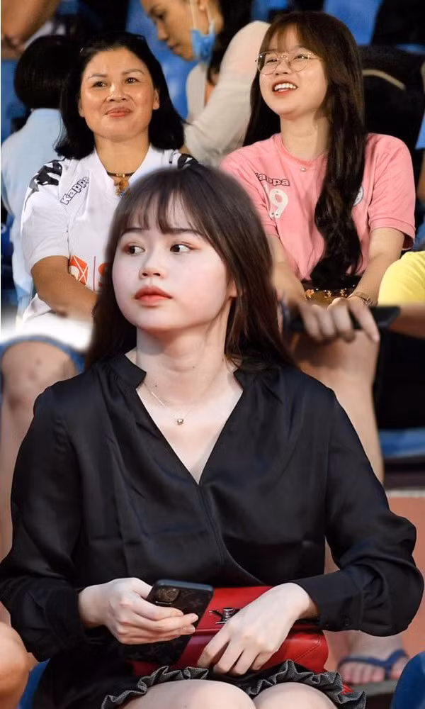 Huỳnh Anh xinh xắn cùng gia đình Quang Hải đi cổ vũ cho anh (Ảnh: Zing)