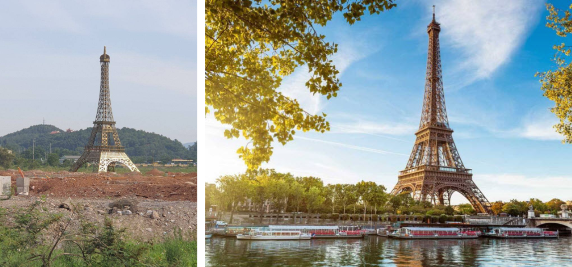 "Phiên bản Việt" tháp Eiffel lần này mặc dù giống khoảng 30% so với tòa tháp gốc nhưng vẫn chịu cảnh "đồng không mông quạnh".