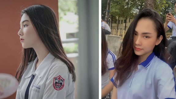 Dù là khoác lên mình đồng phục đơn giản nhưng hai cô gái vẫn chẳng kém sắc đi chút nào.