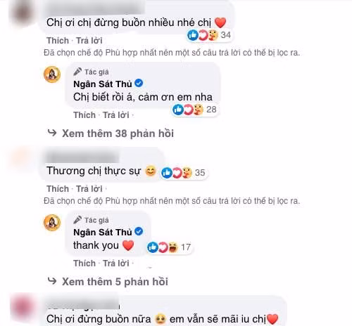 Ngay khi đăng tải, bài viết nhanh chóng nhận được sự quan tâm từ đông đảo người hâm mộ. Theo đó, rất nhiều cư dân mạng đã gửi những lời an ủi, động viên nữ streamer sau chia tay. Đáp lại tình cảm đó, Ngân Sát Thủ còn trả lời từng bình luận của người hâm mộ.