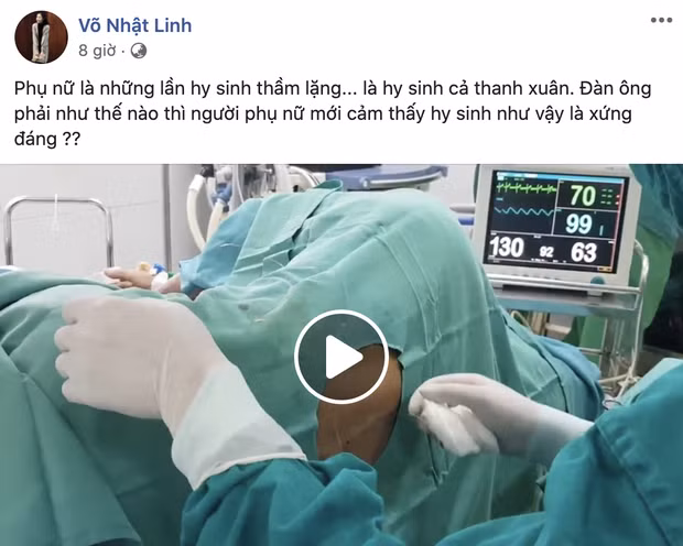 Đăng kèm với một đoạn clip, nàng WAG Nhật Linh chia sẻ: "Phụ nữ là những lần hy sinh thầm lặng... là hy sinh cả thanh xuân. Đàn ông phải như thế nào thì người phụ nữ mới cảm thấy hy sinh như vậy là xứng đáng?".