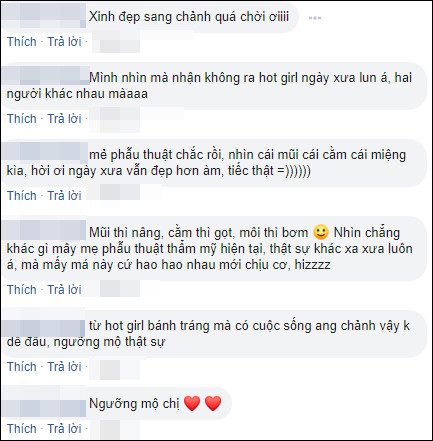 Những hình ảnh hiện tại của “hot girl bánh tráng trộn” khiến cư dân mạng ngỡ ngàng, thậm chí không thể nhận định được đây là cô nàng Bảo Chi từng “nổi đình nổi đám” cách đây 7 năm. Nhiều người nhận xét rằng cuộc sống và nhan sắc của cô thay đổi quá nhiều, thậm chí họ còn nghi ngờ Bảo Chi phẫu thuật thẩm mỹ vì gương mặt có phần...hao hao những hot girl khác.