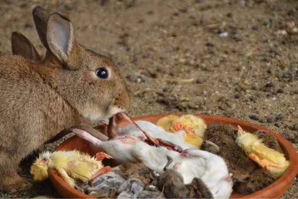 Tại sao thỏ snowshoe là loài ăn cỏ nhưng lại ăn thịt? Các nhà nghiên cứu tin rằng thức ăn không đủ có thể đã khiến chúng ăn thịt, chúng chỉ ăn xác động vật tìm thấy vào mùa đông khi có ít thực vật. Trên thực tế, chúng hiếm khi ăn những xác này từ tháng 5 đến tháng 8 khi đủ thức ăn.