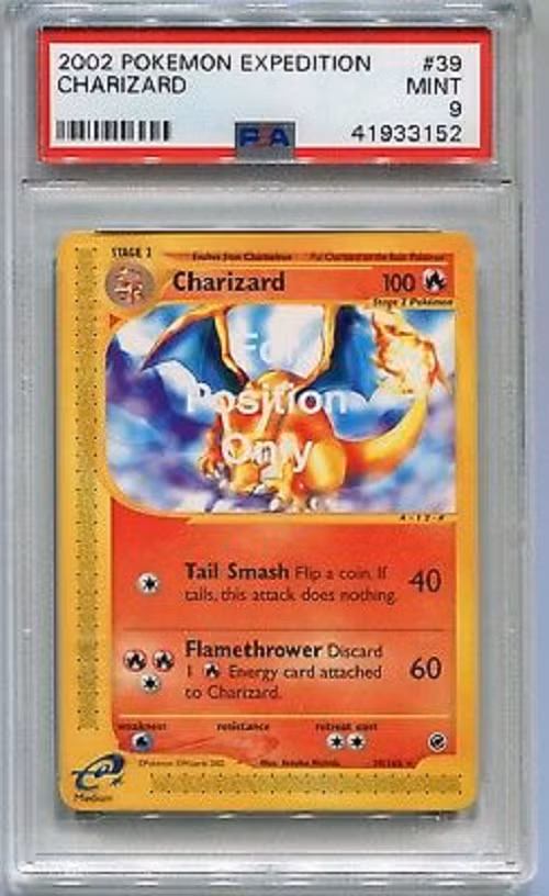 2002 Expedition For Position Only Charizard Card: Công ty Pokemon đã tặng những tấm thẻ này cho nhân viên, và trên lý thuyết không bao giờ có ý định bán cho người chơi thông thường. Nhưng có vẻ, ít nhất một người nhân viên đã giữ được bao bì gốc, và bán cho những người sưu tầm nhiều năm sau.
