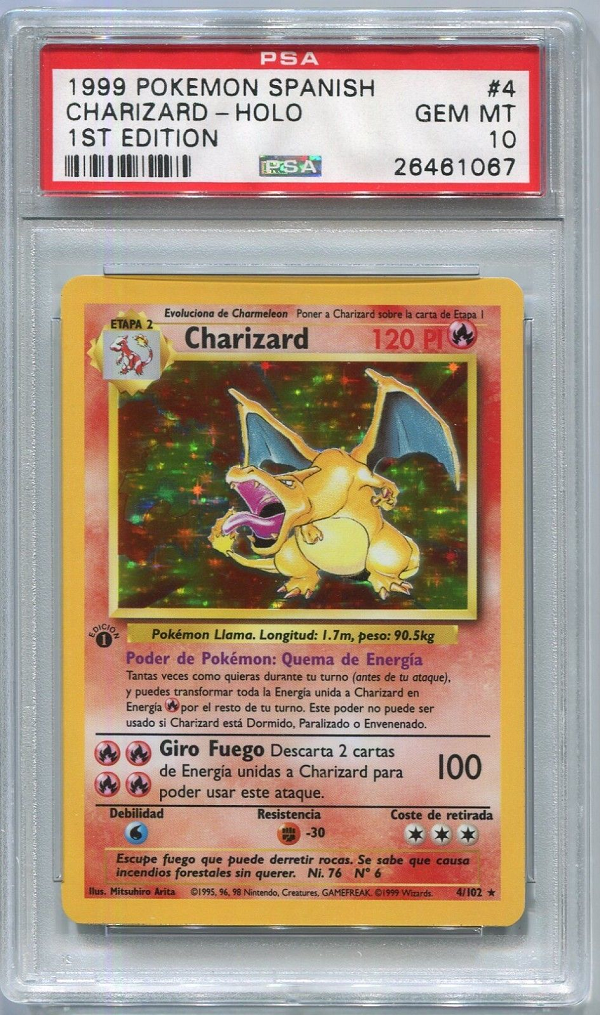 Charizard phiên bản đầu: Có một vài phiên bản đời đầu của thẻ Charizard, và tất cả chúng đều rất có giá trị. Đặc biệt, phiên bản đầu của Charizard Đức có tên Glurak đã được bán với giá gần 220 triệu đồng, và chắc chắn là tấm thẻ được tìm nhiều nhất trong những phiên bản đầu của Charizards.