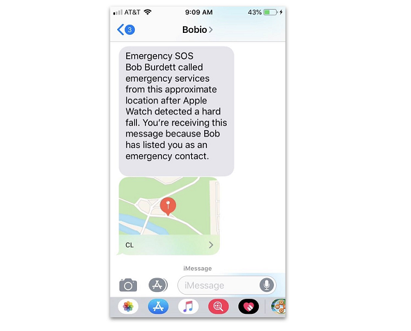 Gabe Burdett hẹn bố của mình đi đạp xe leo núi, trên đường gặp bố thì anh bỗng nhận được tin nhắn khẩn cấp rằng bố đã bị ngã nặng đồng thời đưa ra vị trí location nơi gặp nạn cách chỗ Gabe không xa. Ông ấy ngã xe và đập đầu khá mạnh khiến ông bị ngất, sau đó xe cấp cứu liền đến vì khi ngã Apple Watch Series 4 vừa gửi tin nhắn đến con trai ông, vừa gọi khẩn cấp 911.