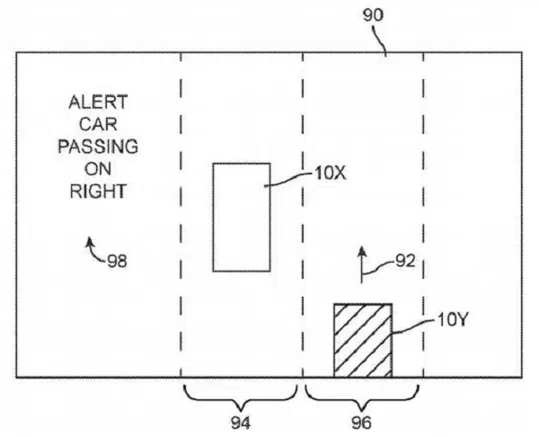 Bằng sáng chế số 10.878.699 B2 còn hé lộ về một tính năng hữu ích khác có thể xuất hiện trên chiếc xe của Apple. Hệ thống trong bằng sáng chế có thể phát đi "các cảnh báo cho tài xế về một phương tiện hoặc các tình huống khác đang xảy ra dựa trên vị trí của những phương tiện xung quanh, thông tin loại phương tiện và thông tin khác về giao thông xung quanh lái xe".