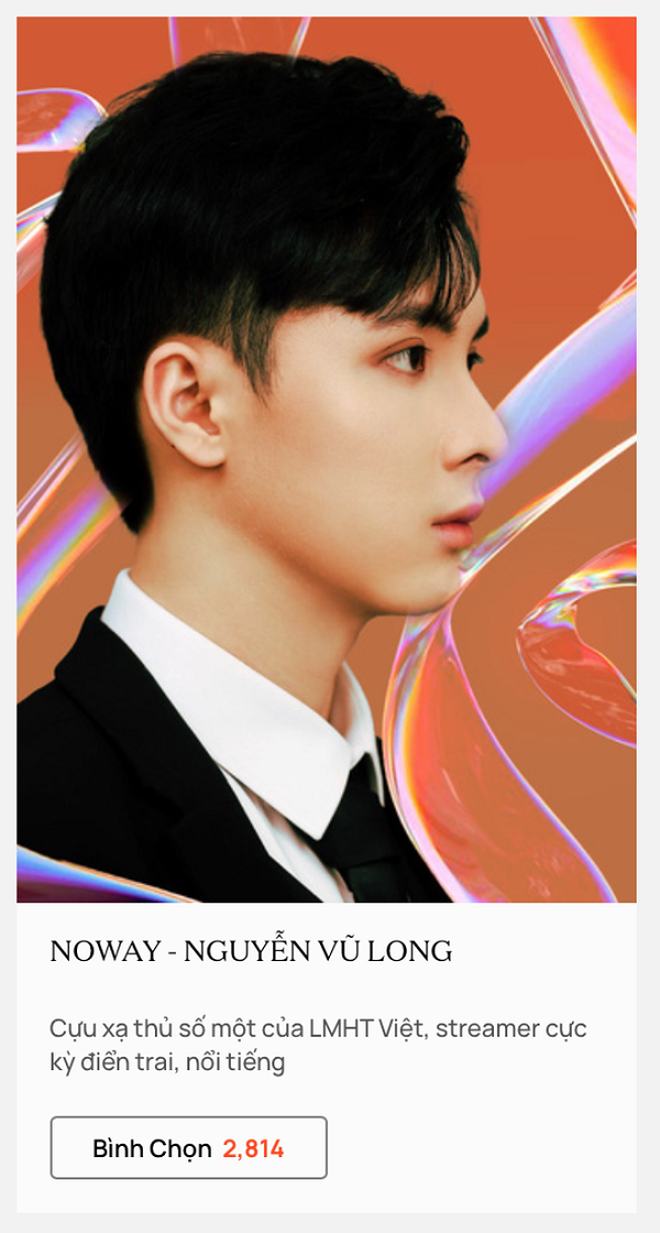 NoWay có lẽ là cái tên không mấy xa lạ với cộng đồng game thủ Liên Minh Huyền Thoại. Chàng trai sinh năm 1997 này tên thật là Nguyễn Vũ Long. NoWay đã để lại dấu ấn mạnh mẽ khi thi đấu cực kỳ bùng nổ tại Chung Kết Thế Giới 2017 trong màu áo GAM.