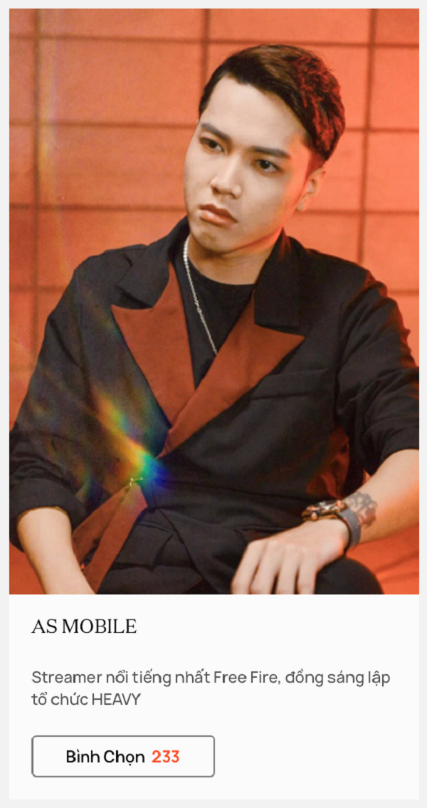 Chẳng những thành công với sự nghiệp streamer, AS Mobile hiện còn đang là chủ sở hữu tổ chức Esports Heavy, trực tiếp quản lý của đội tuyển Heavy thi đấu ở giải Đấu Trường Sinh Tồn (Free Fire) và Đấu Trường Danh Vọng (Liên Quân Mobile).