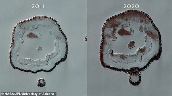 Bức ảnh đầu tiên được chụp vào năm 2011 và bức thứ 2 chụp vào tháng 12/2020. Theo trang Sciencealert, hai bức ảnh này được ghi nhận vào cùng một mùa nhưng lại cho thấy một vài điểm khác biệt thú vị.