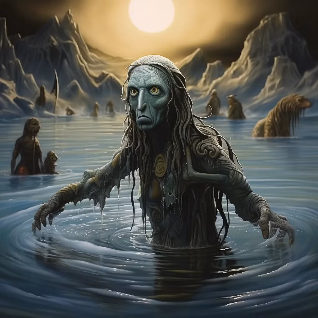 Để tiêu diệt quái vật Qallupilluit, những người thợ săn sẽ tìm cách đánh lừa nó bằng cách khiến sinh vật này biến hình thành cá voi trắng hoặc hải cẩu. Ảnh: thebrainchamber.