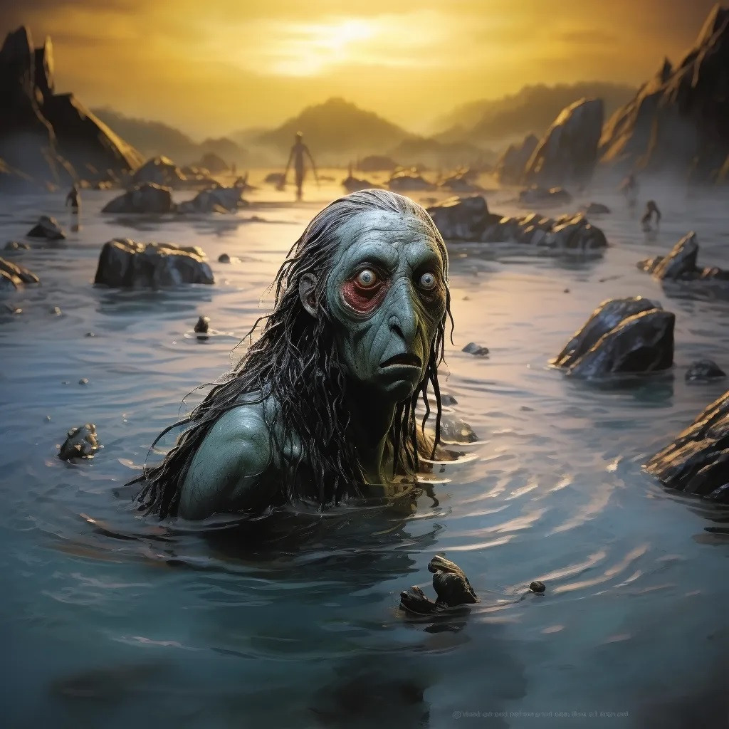 Những đứa trẻ sẽ bị thủy quái Qallupilluit kéo về hang ổ dưới nước và không bao giờ có cơ hội trở về nhà. Ảnh: thebrainchamber.