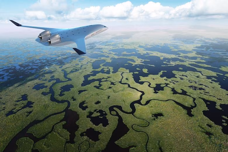 Khái niệm về máy bay có thân cánh hỗn hợp (blended wing body) đã có từ hơn 100 năm trước, lần đầu tiên được mô tả bởi phi công người Nga Nicolas Woevodsky. Tuy nhiên, thiết kế này thường gắn liền với máy bay quân sự. Ảnh: JetZero.