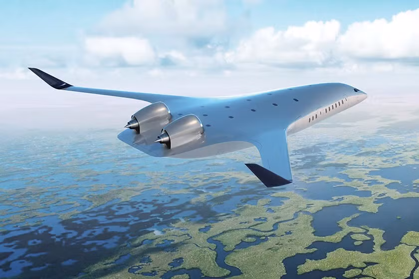 Đại diện JetZero cho biết thiết kế thân cánh hỗn hợp đòi hỏi thân máy bay ngắn hơn và rộng hơn để cung cấp lực nâng. Do đó, thiết kế mới sẽ làm giảm diện tích bề mặt cần thiết và tạo ra một chiếc máy bay nhẹ hơn với lực cản ít hơn. Ảnh: JetZero.