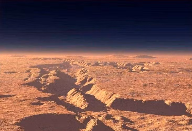 Trong một nghiên cứu mới được công bố trên tạp chí Geophysical Research Letters, các nhà nghiên cứu đã phân tích dữ liệu từ tàu đổ bộ InSight của NASA, ghi lại cách sóng địa chấn từ động đất trên sao Hỏa phản xạ bên trong hành tinh nhằm có thể phát hiện ra bất kỳ bằng chứng nào gây ra "sự phân đôi của sao Hỏa". Ảnh: Pinterest.