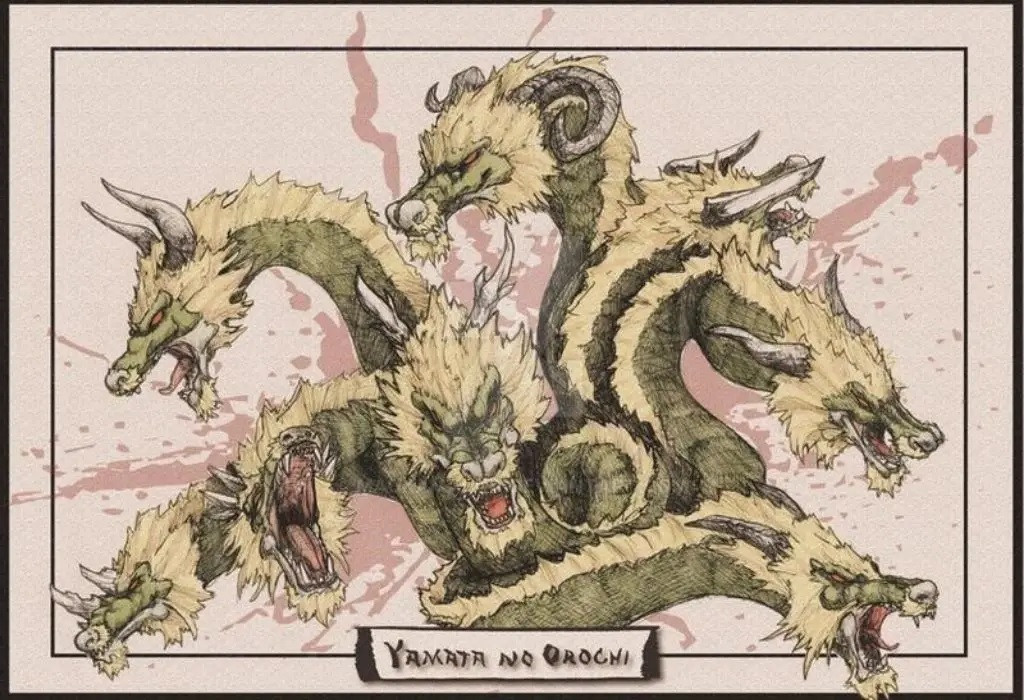 Về kích thước, quái vật Yamata no Orochi có cơ thể to lớn, trải dài 8 quả đồi và 8 thung lũng. Trên thân của nó có nhiều cây cỏ, rêu mốc mọc trên cơ thể. Điều này giúp nó ngụy trang tài tình, không bị mọi người phát hiện. Ảnh: Maukamauka on deviantart.com.